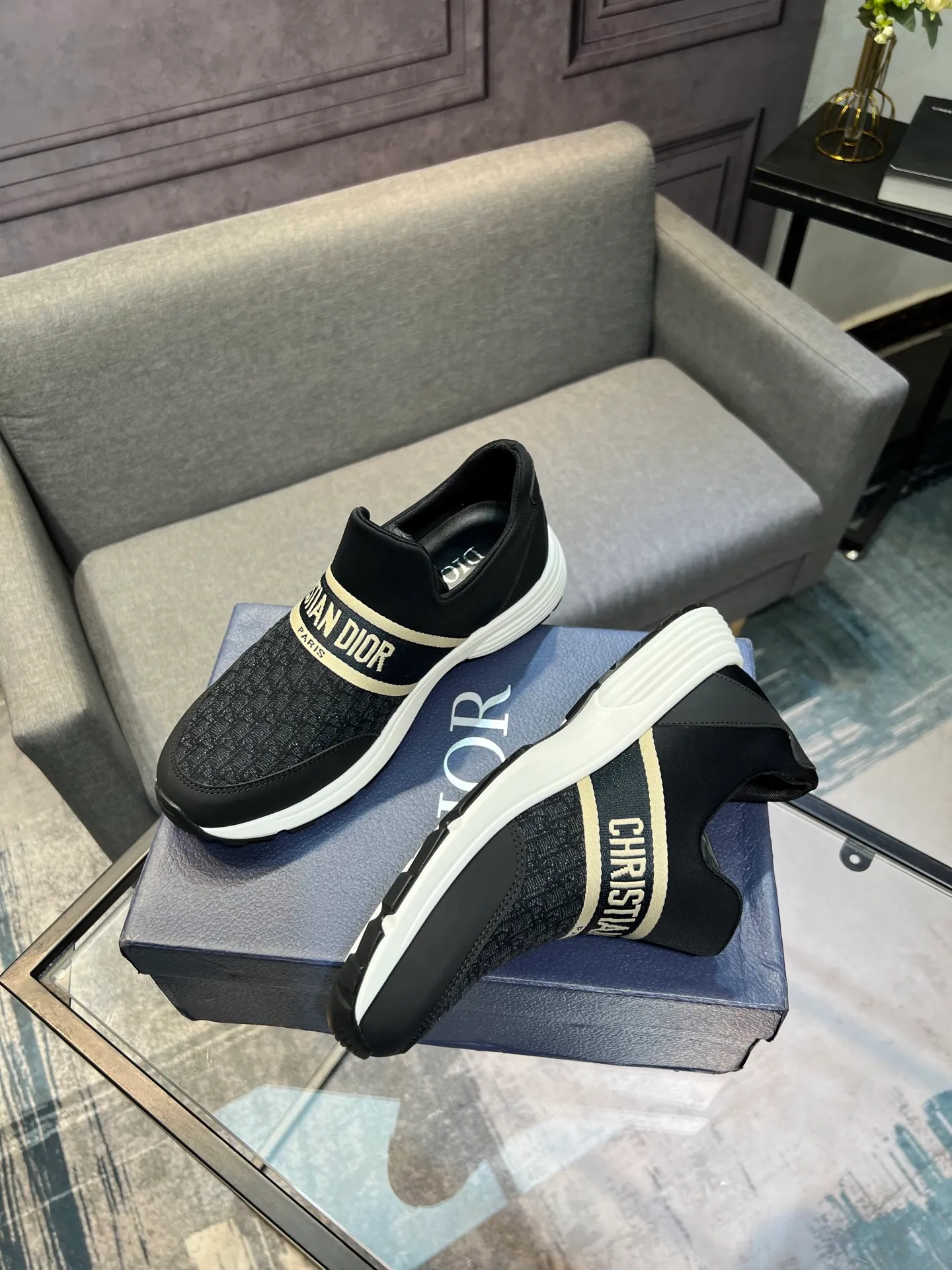 Men's shoes 💰420 [Dior] popular men's shoes, cowhide material splicing, mesh lining, original factory special sole, 38-45 (45 customized, non-refundable)